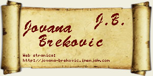 Jovana Breković vizit kartica